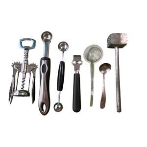 Lot of 7 Utensils Stainless Ekco Pampered Chef Cork Screw Melon Baller Flatware